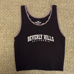 Hollister Black and Purple Beverly Hills Tank Top